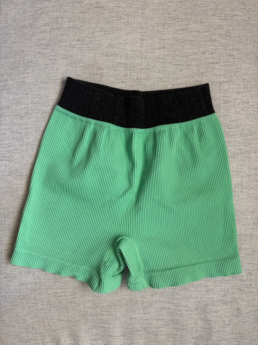 FP Movement by Free People Mint Green Ribbed Bike Shorts with Black Waistband